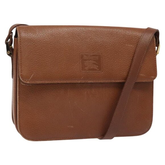 Burberrys Shoulder Bag Leather Brown gold Auth - Picture 1 of 16